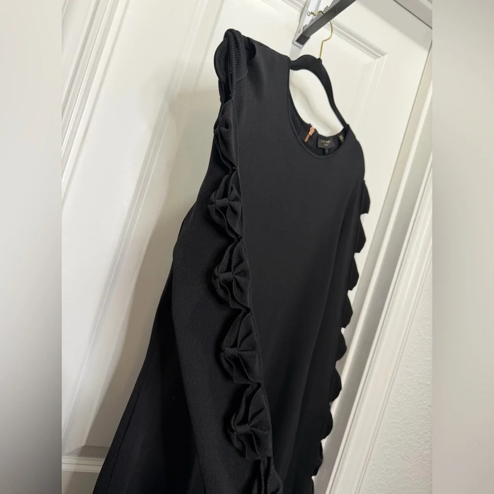 Ted Baker Black Jayney Dress with Gold‎ Zipper Size 12